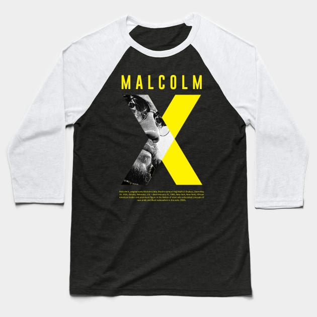 Malcolm X Baseball T-Shirt by ZUNAIRA